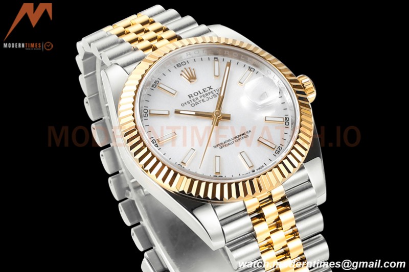Rolex - DJ2 41mm 126333 Jub Flt 316L YG/SS Wht/Stk A+F VR3235