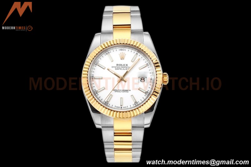 Rolex - DJ2 41mm 126333 Oys Flt 316L YG/SS Wht/Stk A+F VR3235