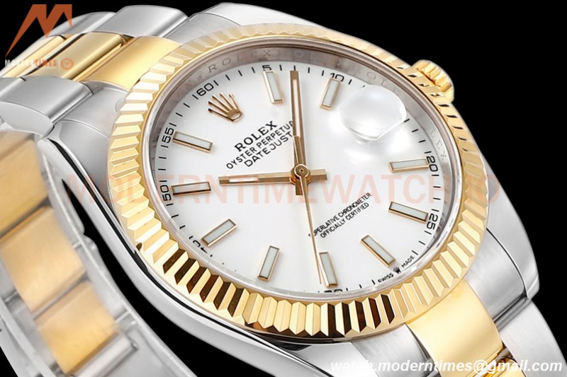 Rolex - DJ2 41mm 126333 Oys Flt 316L YG/SS Wht/Stk A+F VR3235