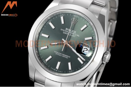 Rolex - Datejust 126300 41mm Oys Smt 904L SS/SS Grn/Stk VSF VS3235