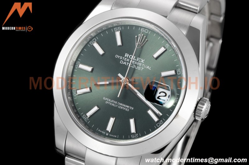Rolex - Datejust 126300 41mm Oys Smt 904L SS/SS Grn/Stk VSF VS3235
