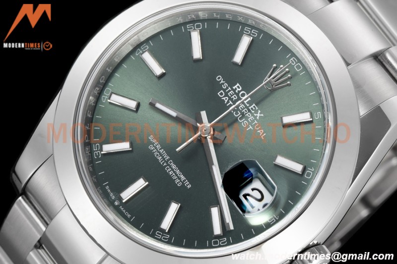 Rolex - Datejust 126300 41mm Oys Smt 904L SS/SS Grn/Stk VSF VS3235