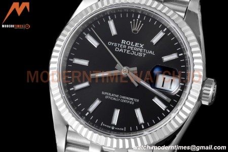 Rolex - Datejust 126234 36mm Jub Flt 904L SS/SS Black/Stk VSF VS3235