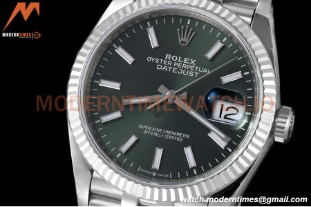 Rolex - Datejust 126234 36mm Jub Flt 904L SS/SS Grn/Stk VSF VS3235