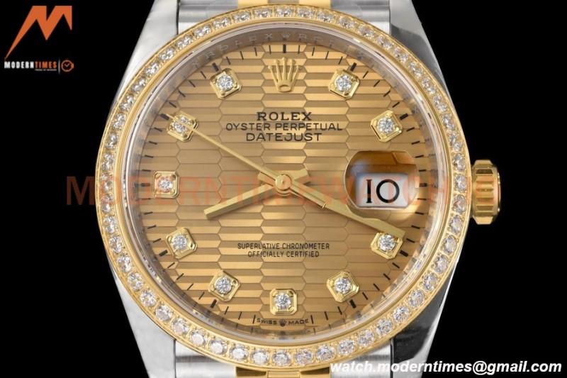 Rolex - Datejust 126283 36mm Jub Diamond 904L YG/Dia F-Gold/Dia VSF VS3235
