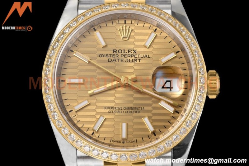 Rolex - Datejust 126283 36mm Jub Diamond 904L YG/Dia F-Gold/Stk VSF VS3235
