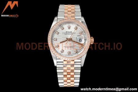 Rolex - Datejust 126281 36mm Jub Diamond 904L RG/Dia F-Silv/Dia VSF VS3235
