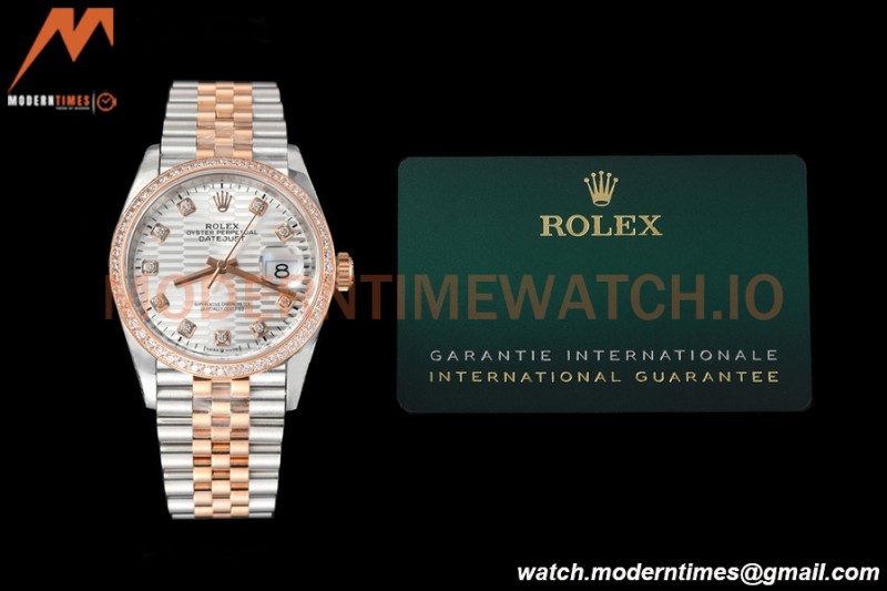 Rolex - Datejust 126281 36mm Jub Diamond 904L RG/Dia F-Silv/Dia VSF VS3235