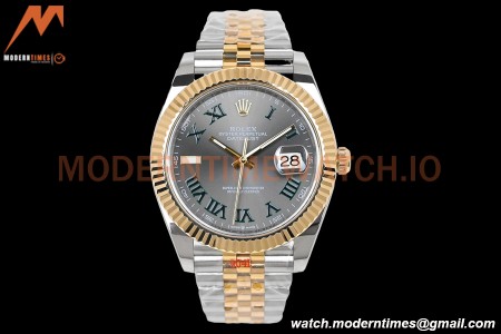 Rolex - DJ2 41mm 126333 Jub Flt Gold Wrapped 904L YG/SS Wimbledon Grey/Rmn EWF A3235