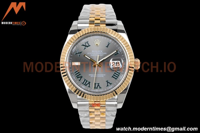 Rolex - DJ2 41mm 126333 Jub Flt Gold Wrapped 904L YG/SS Wimbledon Grey/Rmn EWF A3235