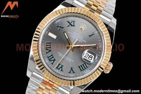 Rolex - DJ2 41mm 126333 Jub Flt Gold Wrapped 904L YG/SS Wimbledon Grey/Rmn EWF A3235