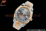 Rolex - DJ2 41mm 126333 Jub Flt Gold Wrapped 904L YG/SS Wimbledon Grey/Rmn EWF A3235
