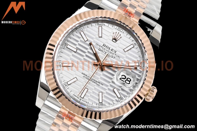 Rolex - DJ2 41mm 126331 Jub Flt RG Wrapped 904L YG/SS F-Silv/Stk EWF A3235