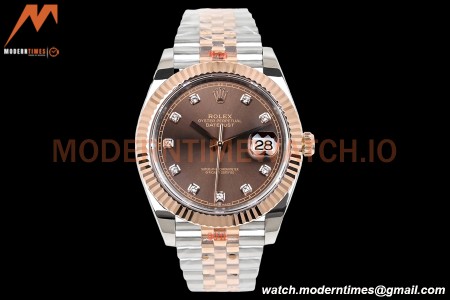 Rolex - DJ2 41mm 126331 Jub Flt RG Wrapped 904L RG/SS Choco/Dia EWF A3235