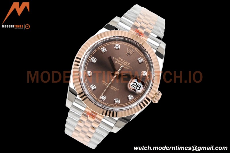 Rolex - DJ2 41mm 126331 Jub Flt RG Wrapped 904L RG/SS Choco/Dia EWF A3235