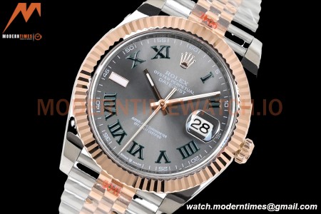 Rolex - DJ2 41mm 126331 Jub Flt Gold Wrapped 904L RG/SS Wimbledon Grey/Rmn EWF A3235
