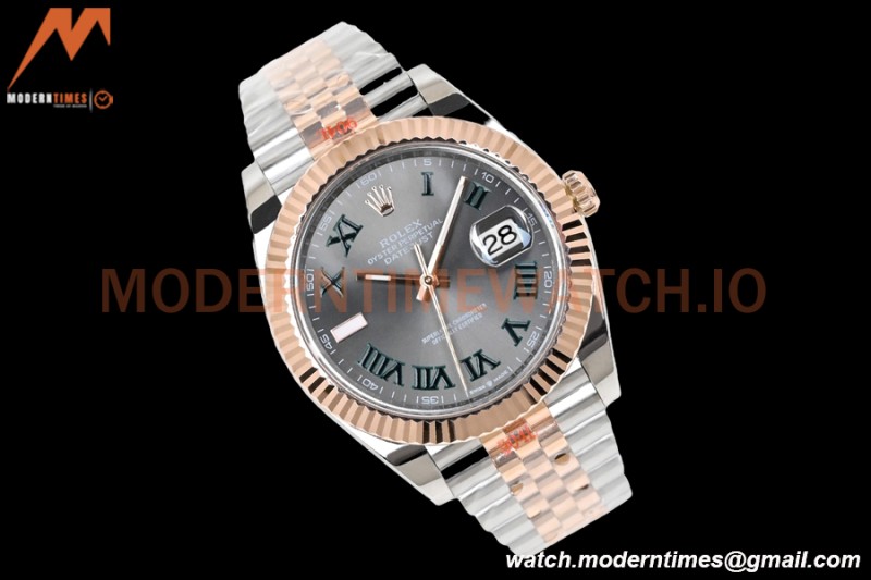 Rolex - DJ2 41mm 126331 Jub Flt Gold Wrapped 904L RG/SS Wimbledon Grey/Rmn EWF A3235