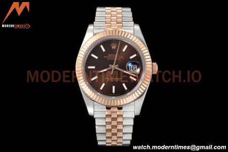 Rolex - Datejust 126331 41mm Jub Flt RG/SS Brown/Stk GDF MY8215