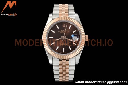 Rolex - Datejust 126331 41mm Jub Flt RG/SS Brown/Stk GDF MY8215