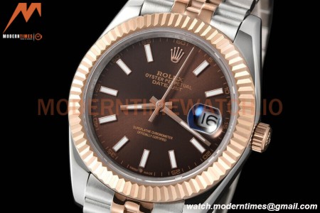 Rolex - Datejust 126331 41mm Jub Flt RG/SS Brown/Stk GDF MY8215