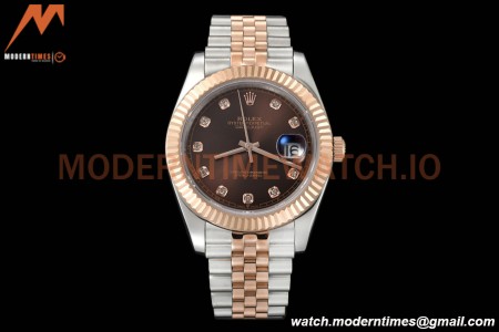 Rolex - Datejust 126331 41mm Jub Flt RG/SS Brown/Dia GDF MY8215