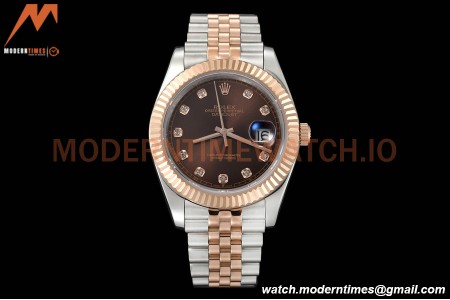 Rolex - Datejust 126331 41mm Jub Flt RG/SS Brown/Dia GDF MY8215