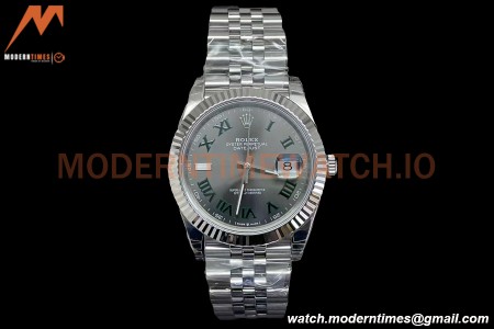 Rolex - Datejust 126334 41mm Wimbledon Jub Flt 904L SS/SS Grey/Rmn VSF VS3235
