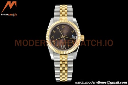 Rolex - Datejust Ladies 278273 31mm Jub Flt YG/SS Brown/Rmn GDF MY8215