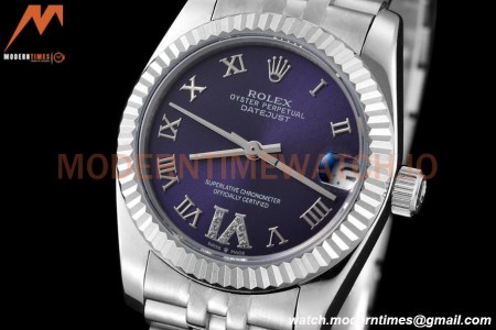 Rolex - Datejust Ladies 278274 31mm Jub Flt SS/SS Purp/Rmn GDF MY8215