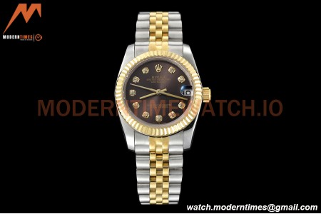Rolex - Datejust Ladies 278273 31mm Jub Flt YG/SS Brown/Dia GDF MY8215