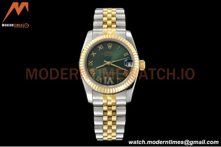 Rolex - Datejust Ladies 278273 31mm Jub Flt YG/SS Green/Rmn GDF MY8215