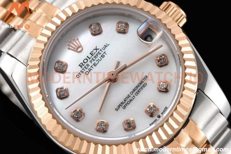 Rolex - Datejust Ladies 278271 31mm Jub Flt RG/SS White Mop/Dia GDF MY8215