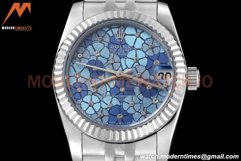 Rolex - Datejust Ladies 278274 31mm Jub Flt SS/SS Blue Floral/Dia GDF MY8215
