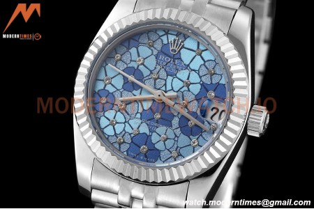 Rolex - Datejust Ladies 278274 31mm Jub Flt SS/SS Blue Floral/Dia GDF MY8215