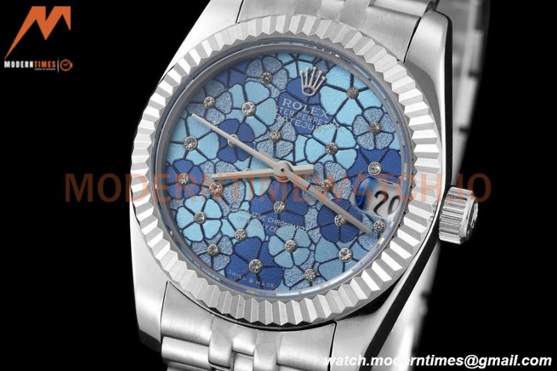 Rolex - Datejust Ladies 278274 31mm Jub Flt SS/SS Blue Floral/Dia GDF MY8215