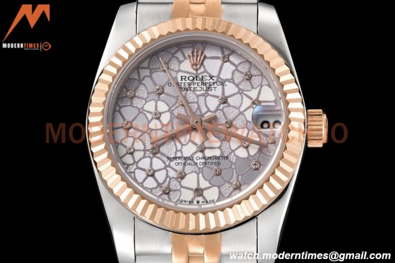 Rolex - Datejust Ladies 278271 31mm Jub Flt RG/SS Silver Floral/Dia GDF MY8215