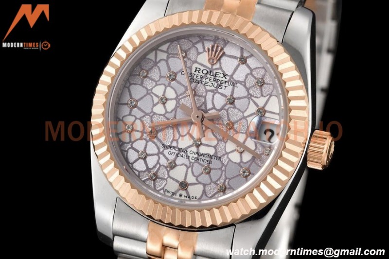 Rolex - Datejust Ladies 278271 31mm Jub Flt RG/SS Silver Floral/Dia GDF MY8215