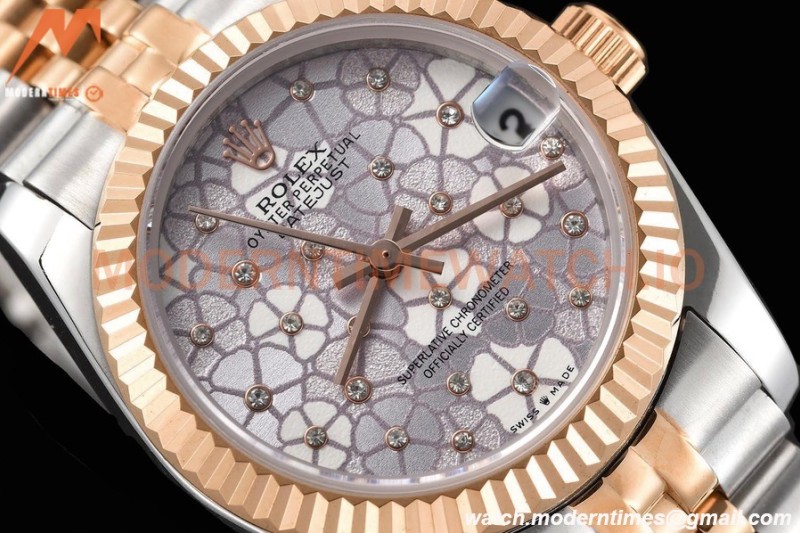 Rolex - Datejust Ladies 278271 31mm Jub Flt RG/SS Silver Floral/Dia GDF MY8215