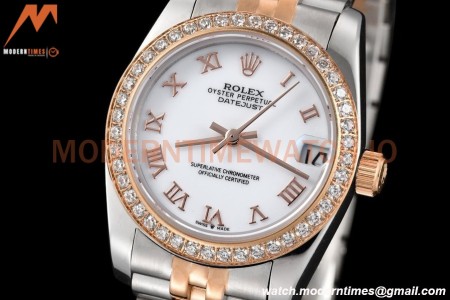 Rolex - Datejust Ladies 278381 31mm Jub Dia RG/SS Wht/Rmn GDF MY8215