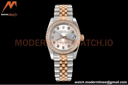 Rolex - Datejust Ladies 278381 31mm Jub Dia RG/SS Silv/Dia GDF MY8215