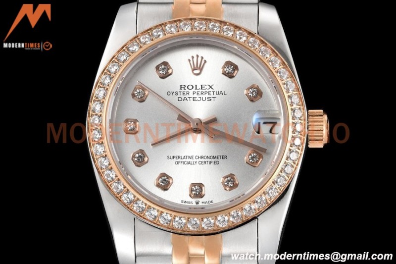 Rolex - Datejust Ladies 278381 31mm Jub Dia RG/SS Silv/Dia GDF MY8215