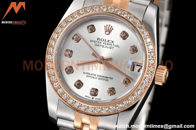 Rolex - Datejust Ladies 278381 31mm Jub Dia RG/SS Silv/Dia GDF MY8215