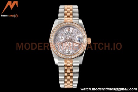 Rolex - Datejust Ladies 278381 31mm Jub Dia RG/SS Silver F-Motif GDF MY8215