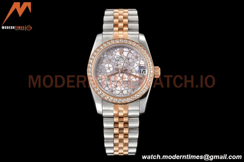 Rolex - Datejust Ladies 278381 31mm Jub Dia RG/SS Silver F-Motif GDF MY8215