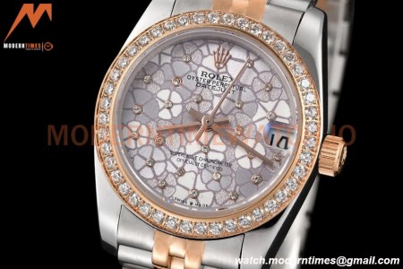 Rolex - Datejust Ladies 278381 31mm Jub Dia RG/SS Silver F-Motif GDF MY8215
