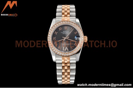 Rolex - Datejust Ladies 278381 31mm Jub Dia RG/SS Grey/Rmn GDF MY8215