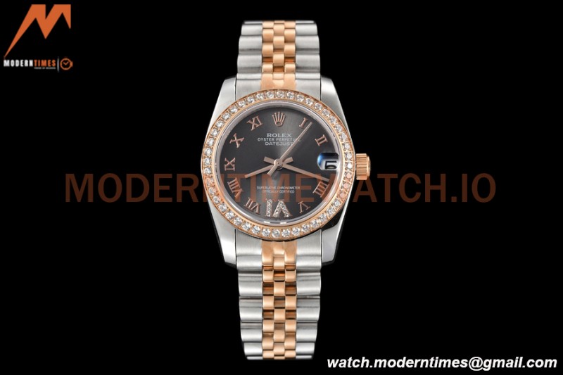 Rolex - Datejust Ladies 278381 31mm Jub Dia RG/SS Grey/Rmn GDF MY8215