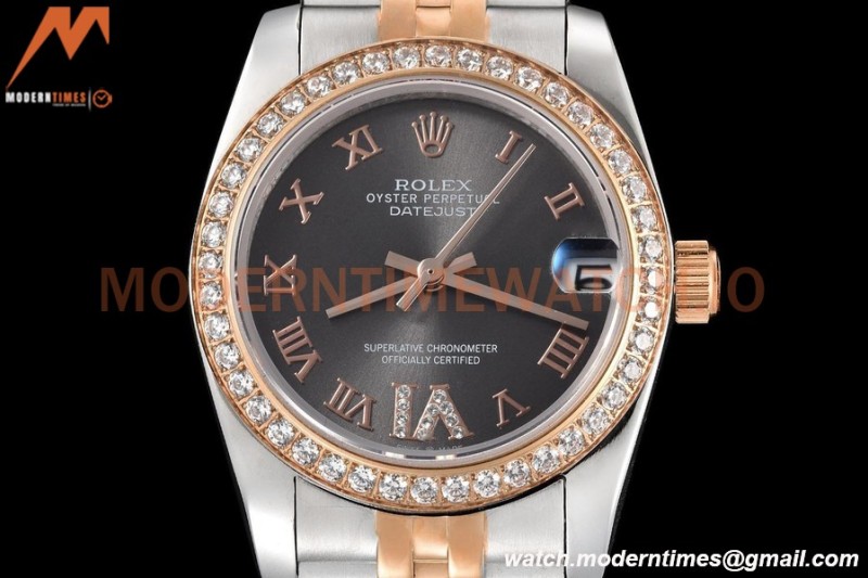 Rolex - Datejust Ladies 278381 31mm Jub Dia RG/SS Grey/Rmn GDF MY8215