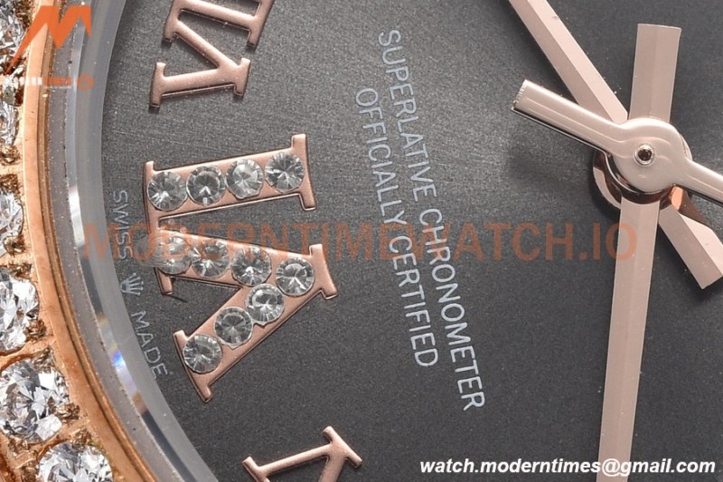 Rolex - Datejust Ladies 278381 31mm Jub Dia RG/SS Grey/Rmn GDF MY8215