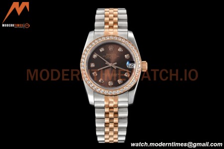 Rolex - Datejust Ladies 278381 31mm Jub Dia RG/SS Brn/Dia GDF MY8215